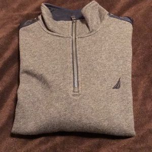 Nautica Gray and Navy Blue Half ZIP Sweater